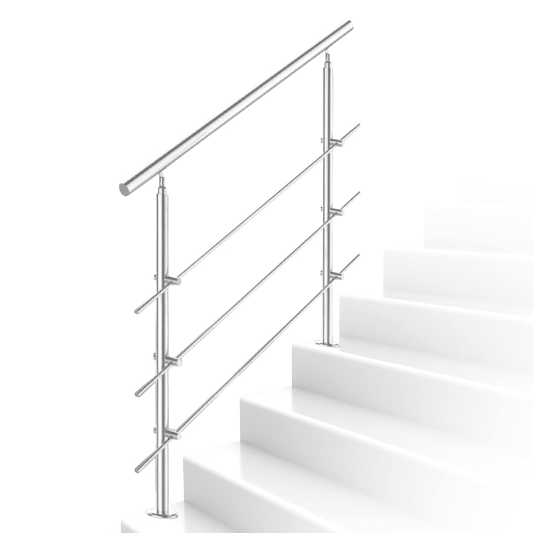 Daromigo 180cm Edelstahl Handlauf Geländer mit 3 Querstreben, Handlauf Winkelverstellbar, Ø 42mm Tre