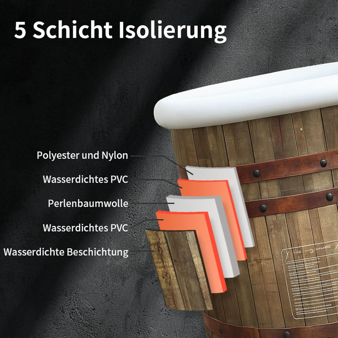 B&Y Faltbare Eisbad Badewanne mit Abdeckung 80x75cm Large Aufblasbare Eistonne Badewanne Erwachsene