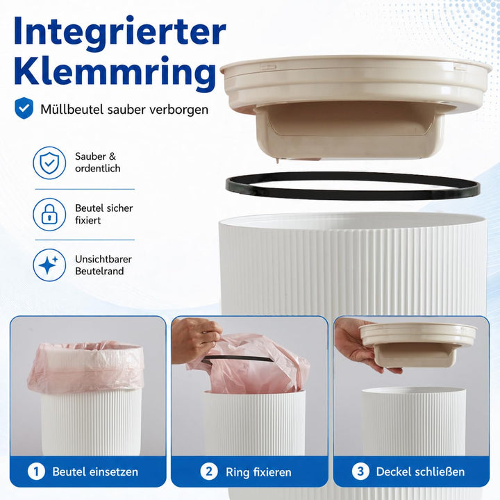 Badezimmer Mülleimer mit Sensor, 9L, automatisch und leise, Weiss