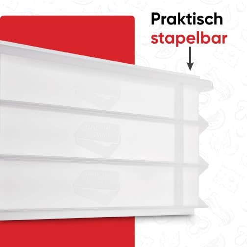 DIE BOX FABRIK 3x Pizzaballenbox Gusto + 1x Deckel (Grösse 40 x 30 x 7 cm) Weiss, stapelbarer Kunsts