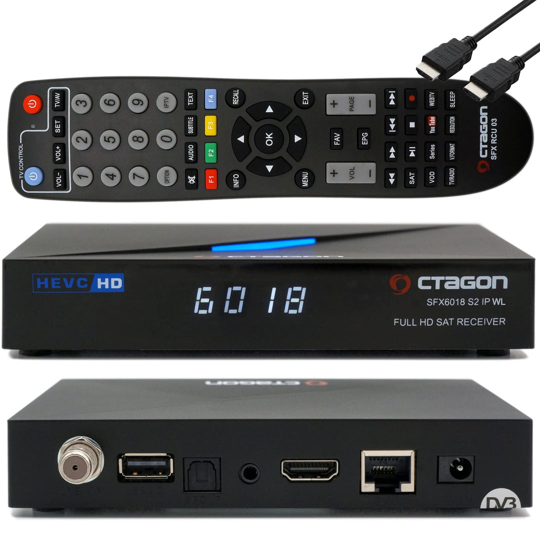 OCTAGON SFX6018 S2+IP WL H.265 HEVC 1x DVB-S2 HD E2 Linux Smart Receiver, Satelliten Receiver mit Au