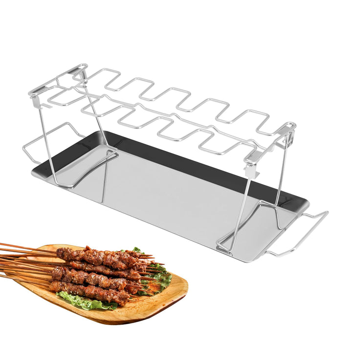 Buwico Grilltes Hühnchen Hühnchenbein Halter, Edelstahl Grill mit Grillplatte, klappbarer praktische