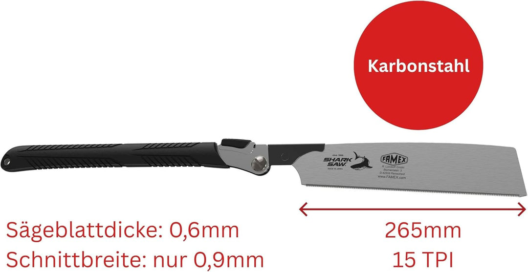 FAMEX 5525 Profi Japansäge Kataba - Original Japanische Zugsäge 265mm - Handsäge Klappsäge Holzsäge