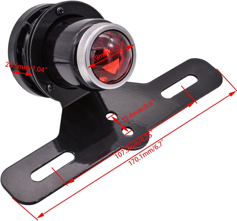 KATUR Motorrad-Kennzeichenhalter, Bremslicht, Rücklicht, Bremslicht, Lampe für Harley Chopper Cruise