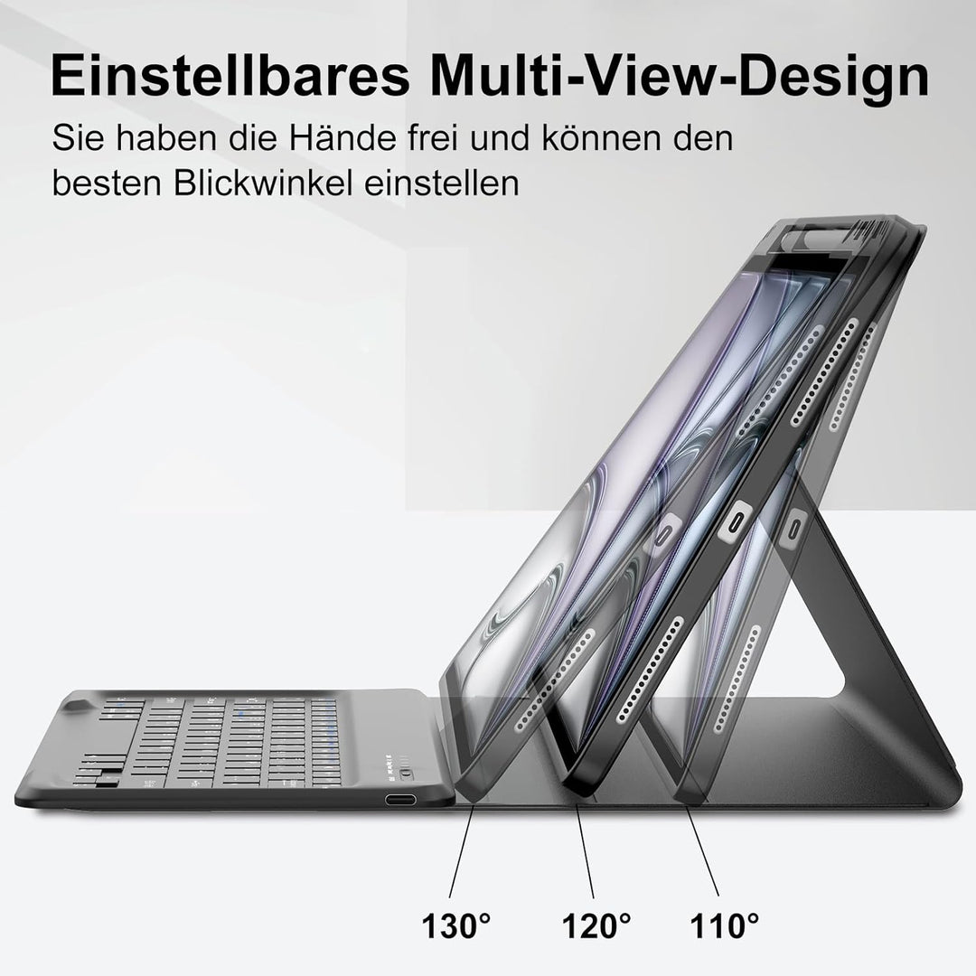 IVEOPPE Hülle mit Tastatur für iPad Air 13 Zoll 2025 M3/2024 M2, Deutsches QWERTZ Layout, Bluetooth
