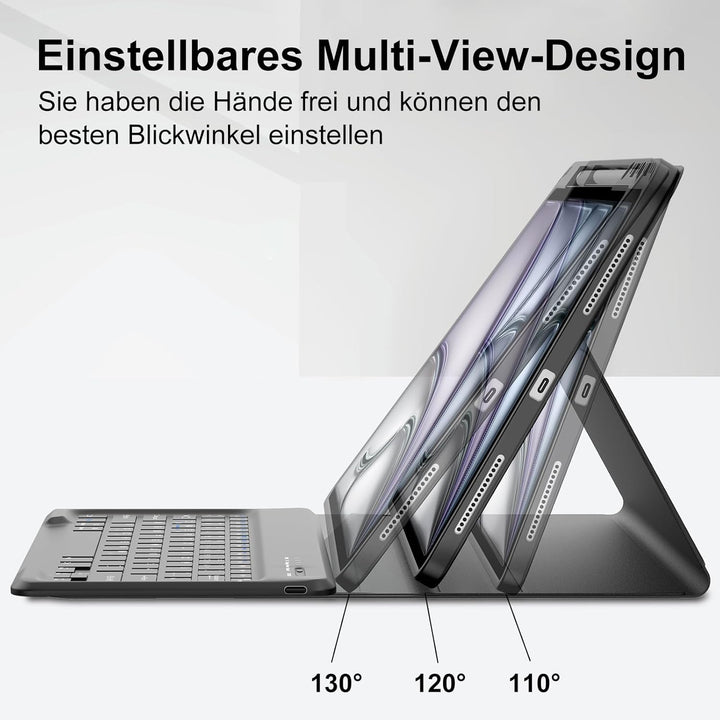 IVEOPPE Hülle mit Tastatur für iPad Air 13 Zoll 2025 M3/2024 M2, Deutsches QWERTZ Layout, Bluetooth