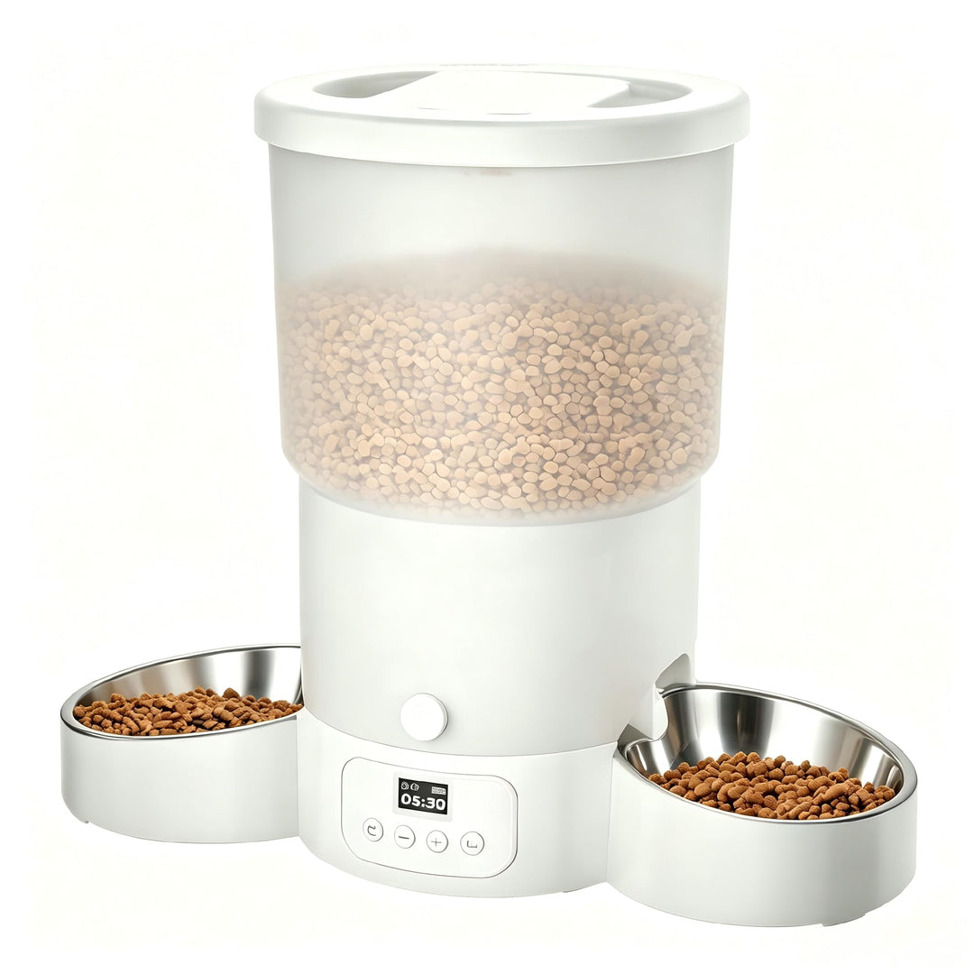 Gimars 5L Futterautomat Katze 2 Näpfe mit LCD-Anzeige Einfache Einrichtung, Programmierbar für 1–6 M