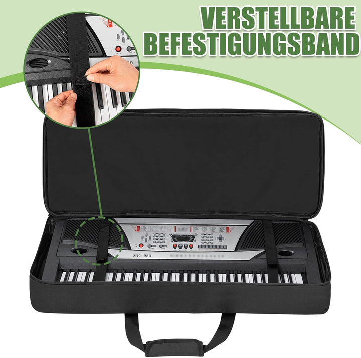 61 Key Keyboard Tasche, Robuste 600D Oxford Keyboardtasche 61 Tasten mit 10 mm Polsterung, Keyboard-