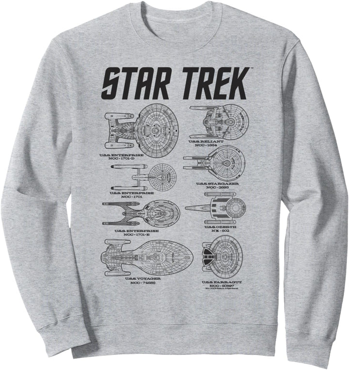 Star Trek Spaceships Of Starfleet Enterprise Textbook Sweatshirt