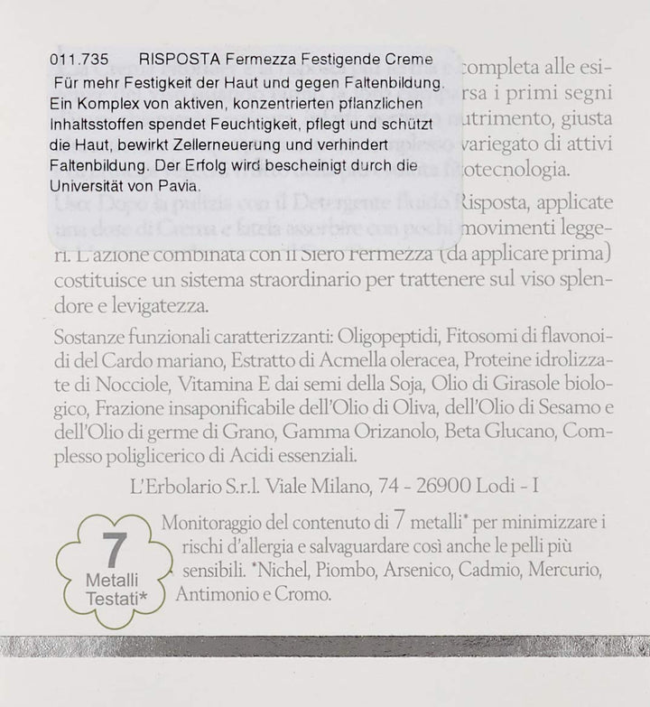 L'Erbolario Risposta Fermezza Festigende Creme, 1er Pack (1 x 50 ml)