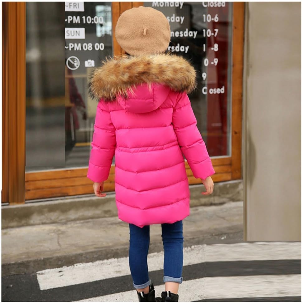 Wulide Kinder Mädchen Daunenjacken Winterjacke Daunenmantel mit Kapuze 104-110 Rosarot, 104-110 Rosa