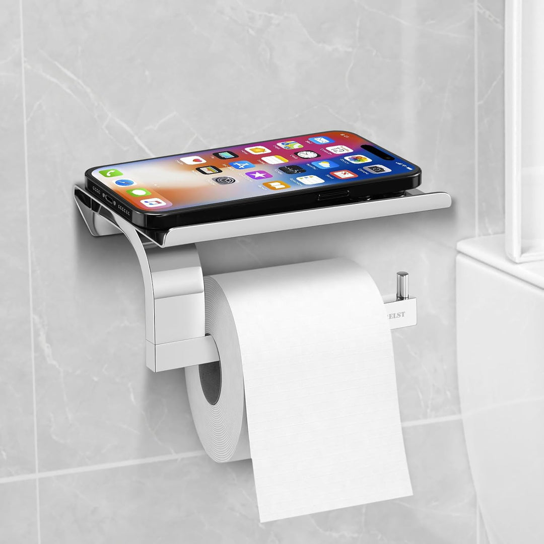 Toilettenpapierhalter mit Ablage,304 Edelstahl klopapierhalter,Wandmontage toilettenpapierhalt WC Pa