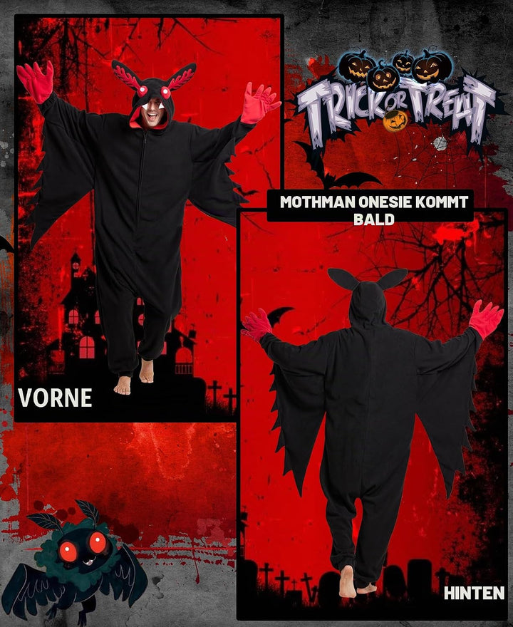 Kidukso Mysteriöse Mothman Onesie Pyjamas Tier Hallween Weihnachten Schlafanzug Unisex Cosplay Kostü