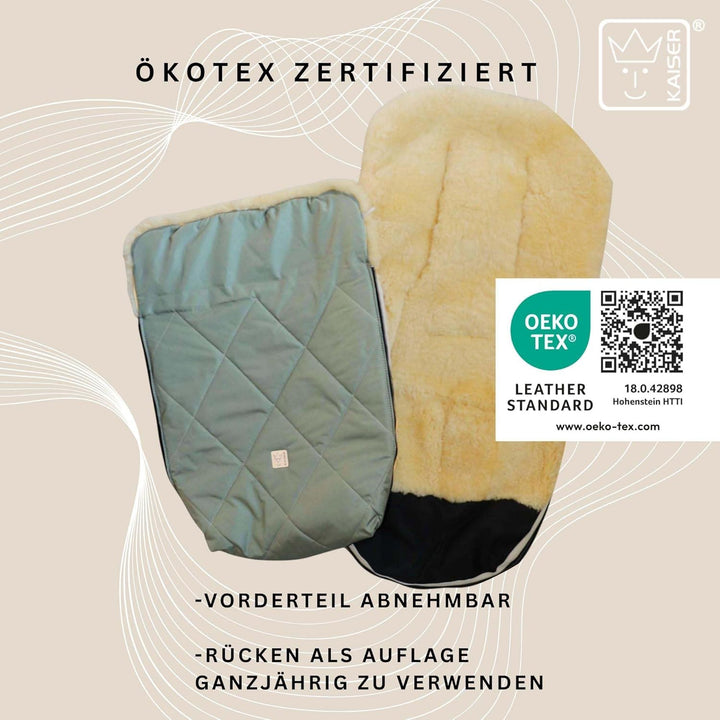 Kaiser Coosy Lammfell Kinderwagen Fusssack, 85 x 45 cm, Universal Passform (salbei green), salbei gr