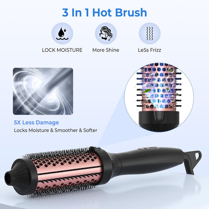Thermal Brush, Wärmebürste Thermobürste 38mm, UKLISS Rundbürste LCD-Anzeige 120-210℃, Leichte Heat B