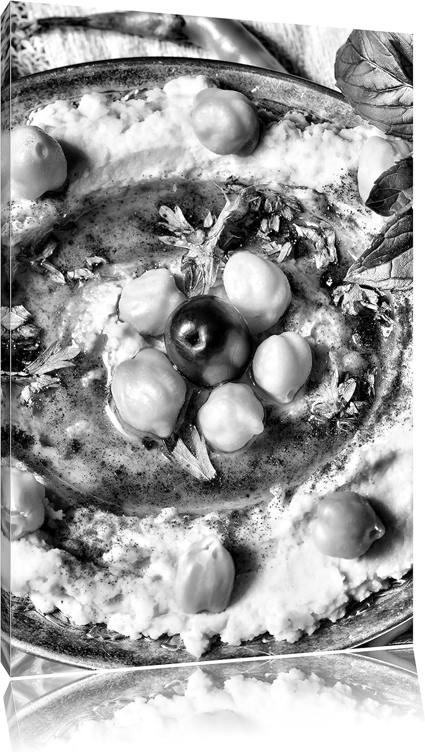Pixxprint Leckerer Hummus als Leinwandbild/Grösse: 100x70 cm/Wandbild/Kunstdruck/fertig bespannt, 10