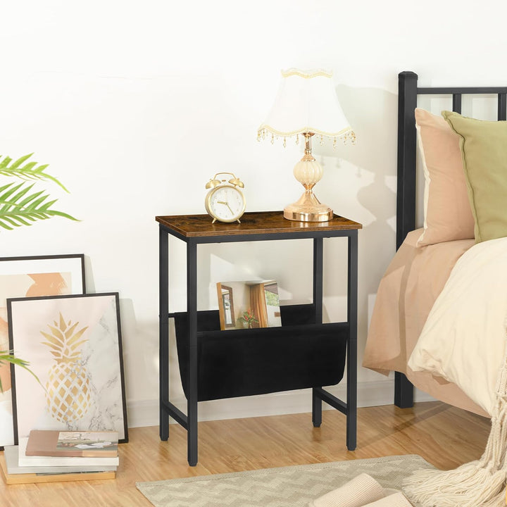 HOOBRO Beistelltisch, Sofatisch mit Stauraum, 48 x 24 x 61 cm, Nachttisch, Kaffeetisch, leicht zu mo