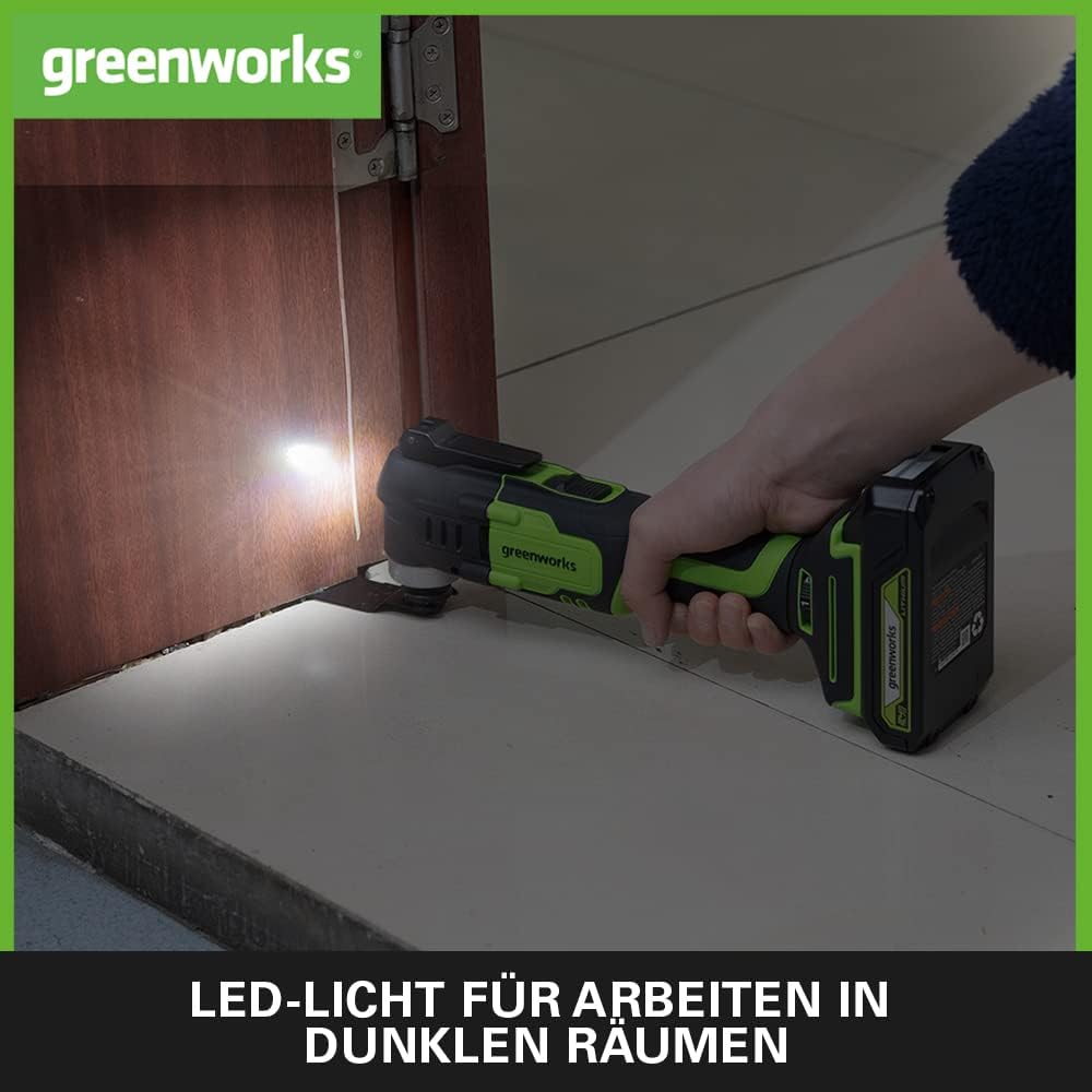 Greenworks 24V Multifunktionswerkzeug G24MT (Li-Ion 24V 18000 Schwingungen pro Minute 3° Oszillation