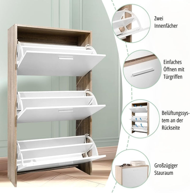 CASABEL Schuhschrank für 18 Paar – Schrank mit grossem Fassungsvermögen für Eingangsbereich, Flur –