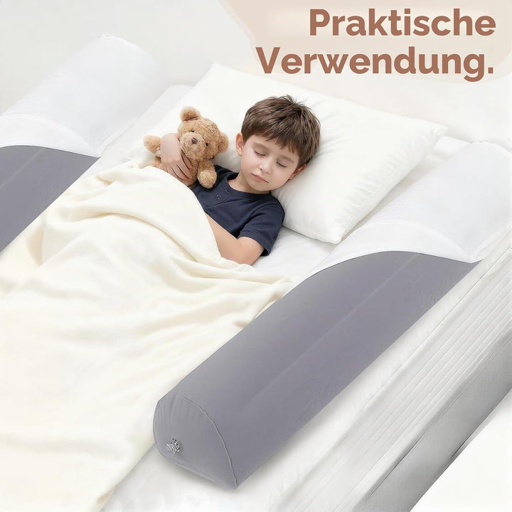 Vinteky Aufblasbarer Rausfallschutz, 148cm Tragbares Faltbares Bettgitter für Kinder&amp;Baby, Rausfalls