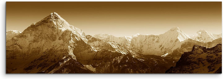 150x50cm Wandbild Panorama Fotoleinwand Bild in Sepia Mount Everest Nepal