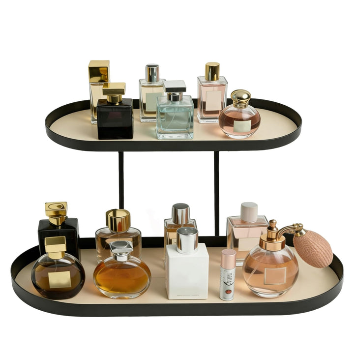 Parfüm Organizer 2-stöckig, Schminktisch Make Up Organizer, Elegantes Modernes Parfüm Regal aus Meta