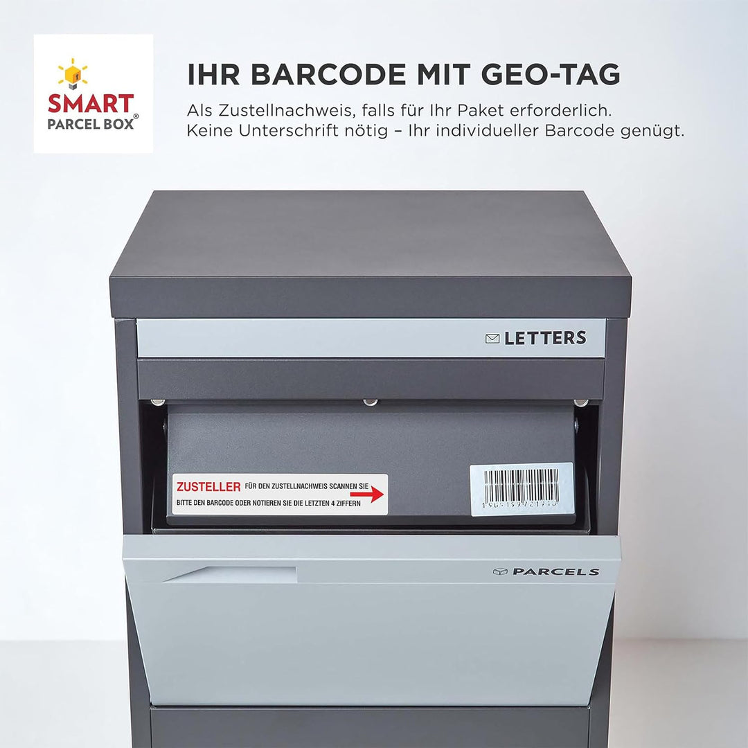 SMART PARCEL BOX XXL Paketbox für draussen, Paketbriefkasten zum Einbauen, zur Wandmontage oder frei