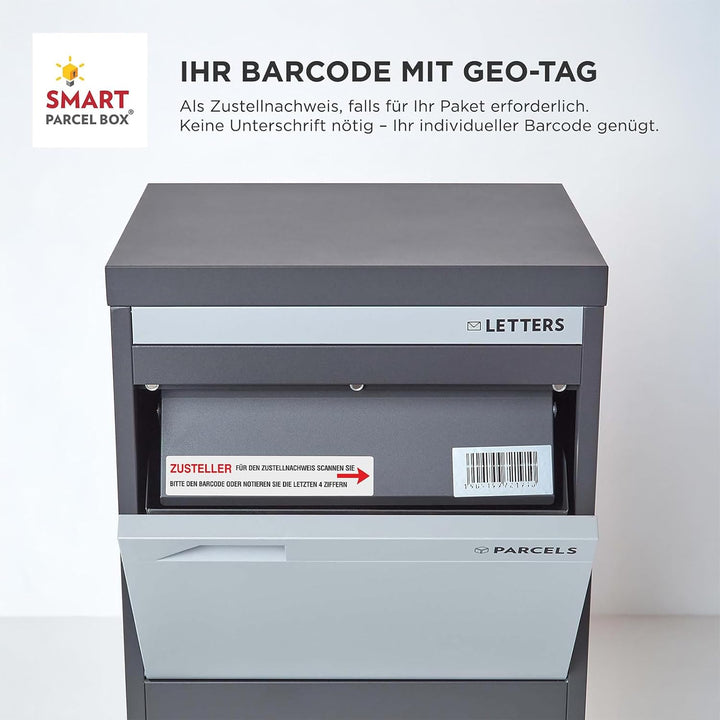 SMART PARCEL BOX XXL Paketbox für draussen, Paketbriefkasten zum Einbauen, zur Wandmontage oder frei