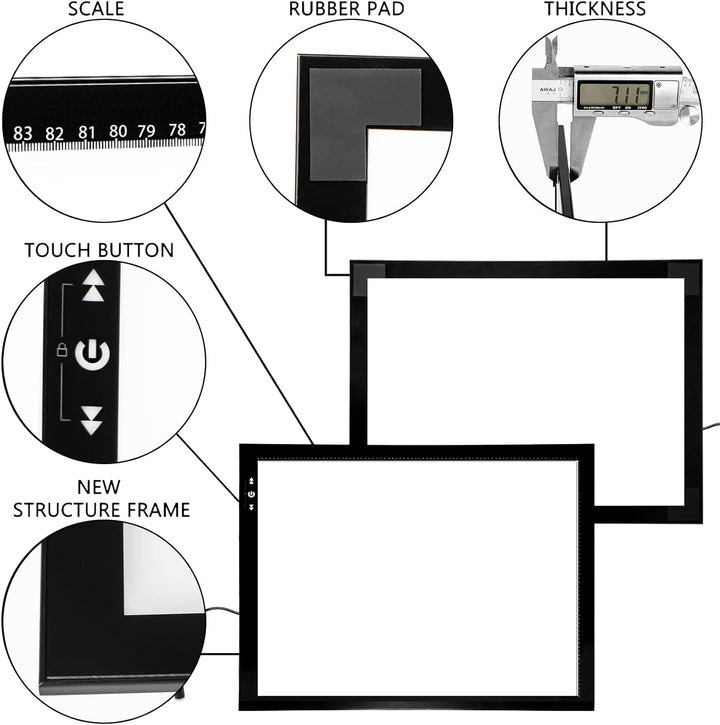 HSK A1 LED-Lichtpad Sperren/Entsperren Touch-Dimmer-Knopf Helligkeit 5000 Lux verpackter Adapter 24V