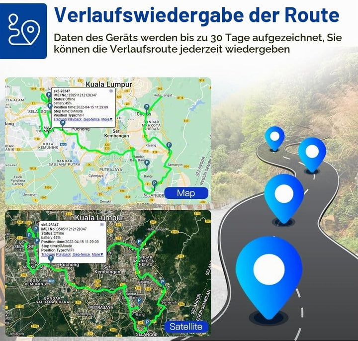 GPS Tracker Auto ohne ABO, 10000mAh GPS Tracker mit Starker Magnet, Langer Standby Echtzeit Position