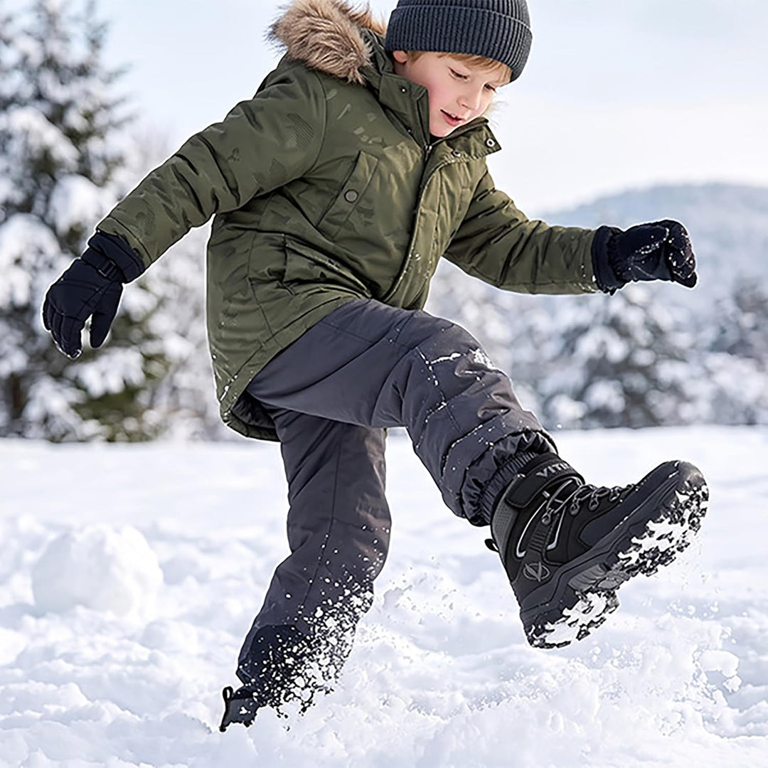ASHION Winterschuhe Jungen Schneestiefel Kinder Mid Gefütterte Winterstiefel Wanderschuhe Trekking B