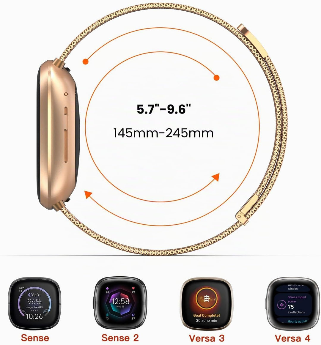 Yoohoo Armband Kompatibel mit Fitbit Versa 3 Armband/Fitbit Versa 4 Armband/Fitbit Sense Armband/Fit