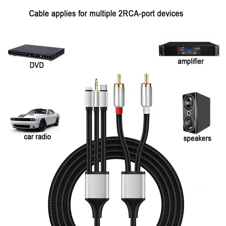 Cinch Kabel, Telefon zu Phono AUX RCA Audio Adapterkabel, 3,5mm Klinken Buchse/USB Typ C zu 2 x Cinc