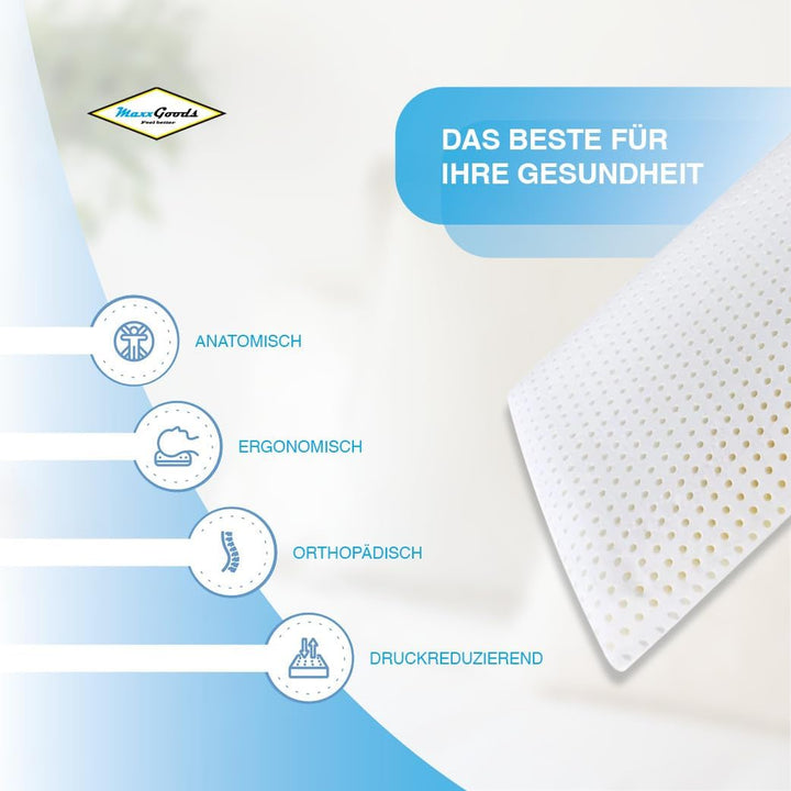 MaxxGoods Orthopädisches Nackenstützkissen aus Visco-Gelschaum | für gesunden Schlaf &amp; Halswirbelsäu