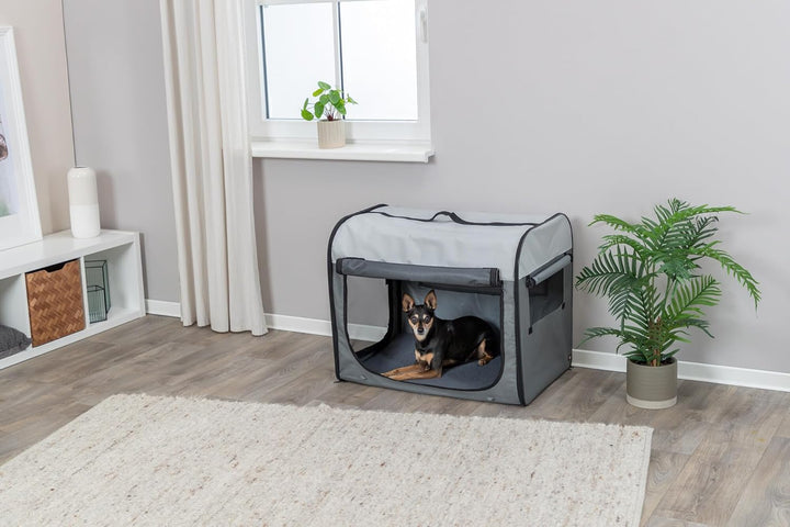 Trixie 39704 Mobile Kennel, M: 55 × 65 × 80 cm, Grau Grau 55 × 65 × 80 cm, Grau 55 × 65 × 80 cm