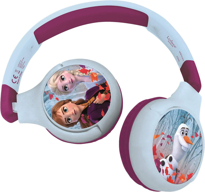 Lexibook Disney Die Eiskönigin-2-in-1-Bluetooth-Kopfhörer für Kinder, Stereo Wireless Wired, Kinders