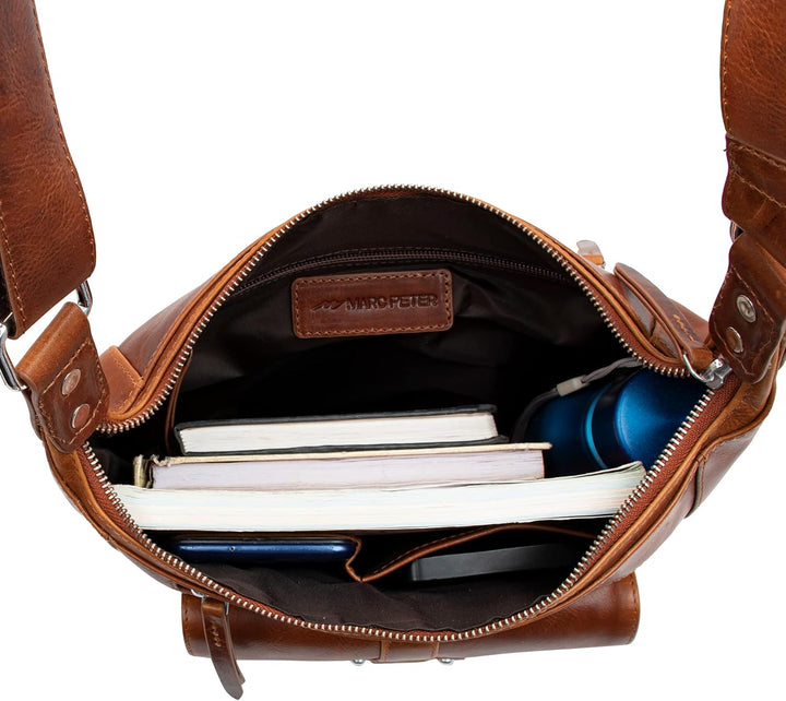 Marc Peter Melbourne Damen Schultertasche I Damen handtasche aus Nappaleder I Vintage Umhängetasche