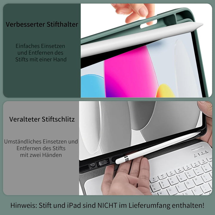 GKABXY Hülle mit Tastatur für iPad A16 11 Generation 2025/10 Generation 2022(11/10.9 Zoll), Soft TPU