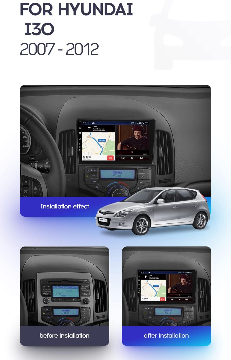 JOYX Android 13 IPS Autoradio Passt für Hyundai-H I30 (2004-2007) - 4G+64G - Eingebaut DSP/Carplay/A