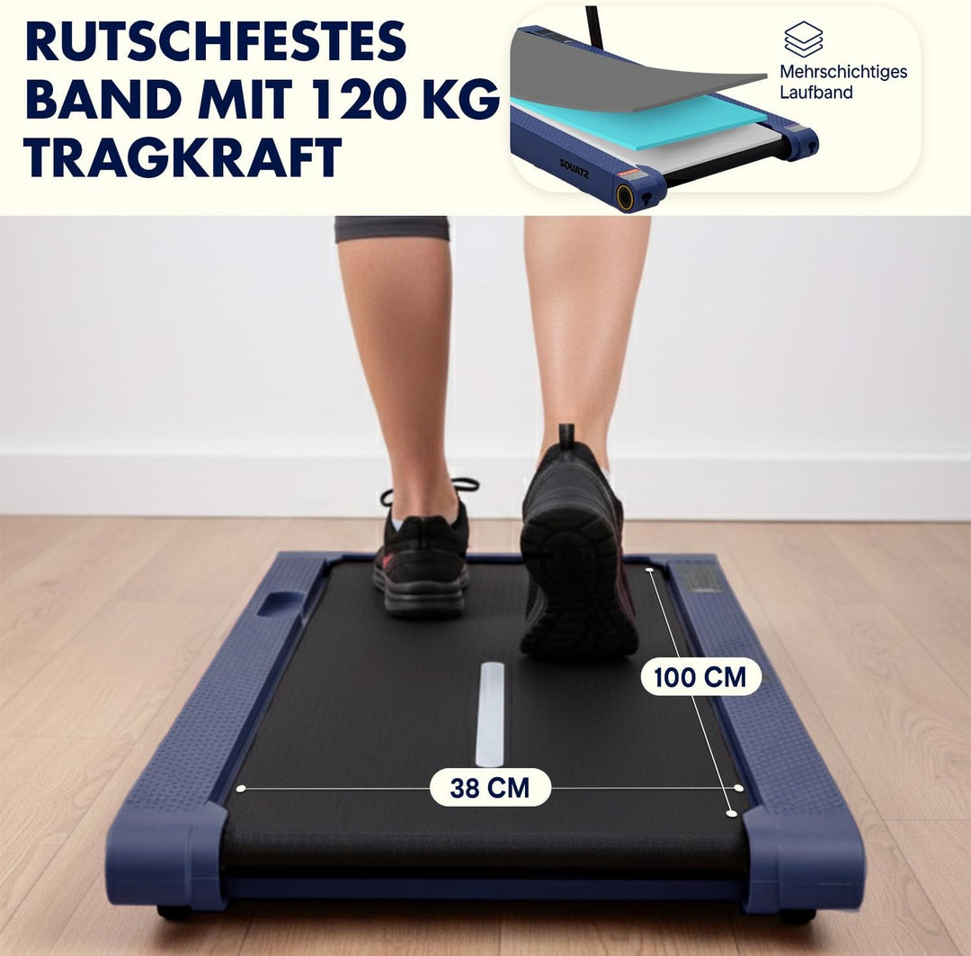 SQUATZ Walking Pad Laufband für Zuhause und Home Office, unter Schreibtisch geeignet, klappbar, Blau