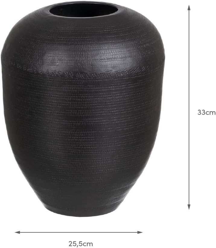 Vase 25,5 x 25,5 x 33 cm schwarz Aluminium