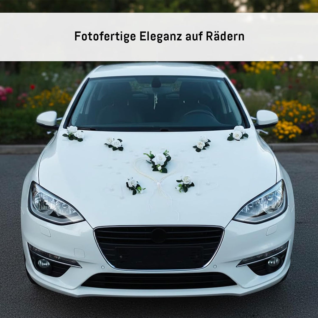 LIEBESHERZEN Braut Paar Rose Deko Dekoration Autoschmuck Hochzeit Car Auto Wedding Deko Girlande PKW