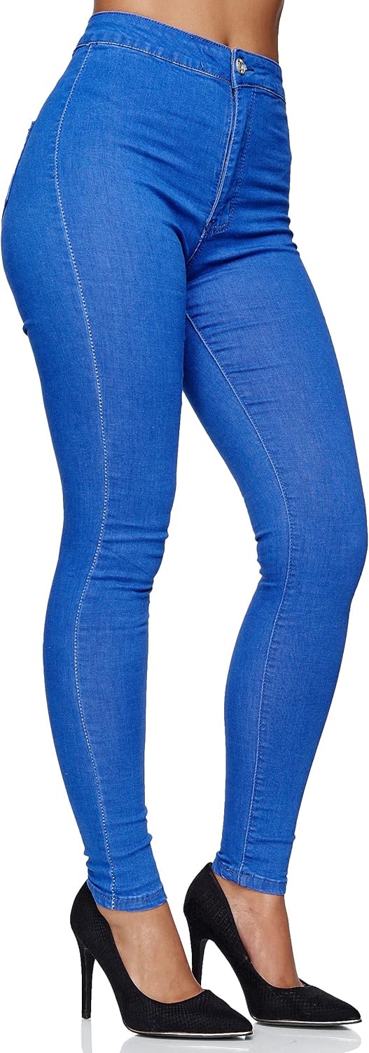 Elara Damen Slim Fit Hose Highwaist Jeans Chunkyrayan, Navy Chicago