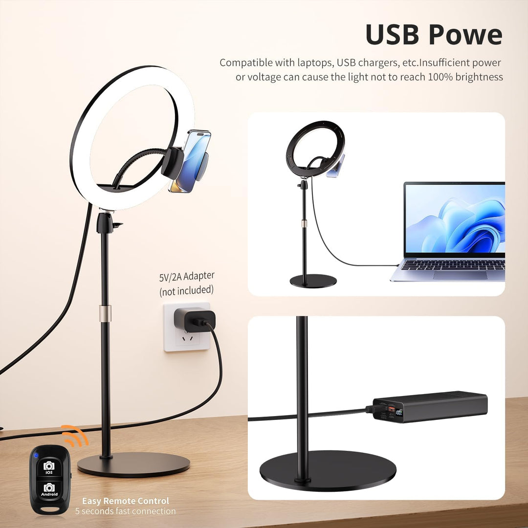 Aureday 12 Zoll Ringlicht mit Stativ, Handy Stativ mit Ringlicht mit 360° Drehbarer Flexibler Schlau