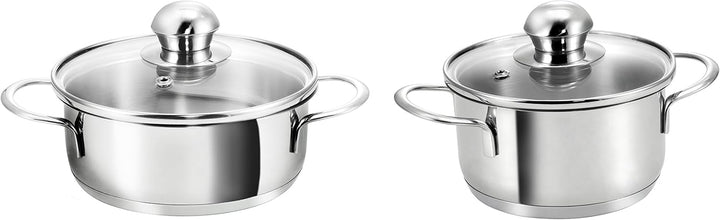 Kopf Mini Topfset Parvus (Edelstahl, 2-teilig, 12 + 14 cm, inkl. Glasdeckel, Induktion)