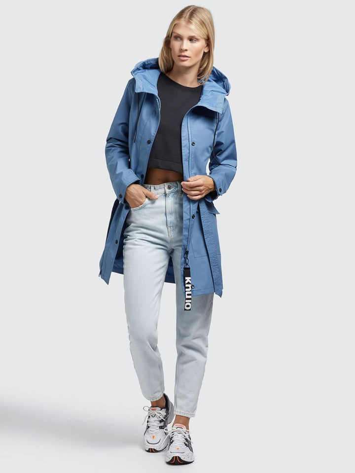 khujo Damen Mantel Trenchcoat Lauren3 Trench Übergangsjacke Kurzmantel XXL Sea-Blue, XXL Sea-Blue
