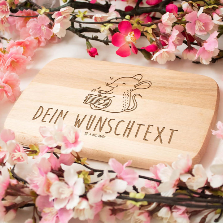 Mr. & Mrs. Panda Holzbrett Mit Gravur Maus Zither - Personalisierte Geschenke, Brotzeitbrett, Mittel