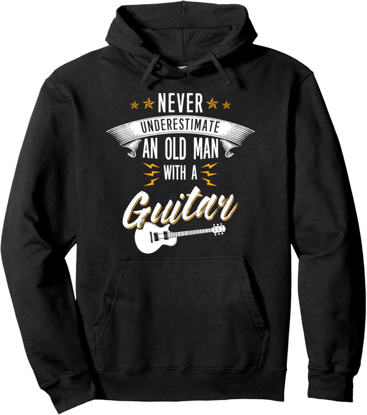 Unterschätze Niemals Einen Alten Mann Mit Einer Bass Gitarre Pullover Hoodie