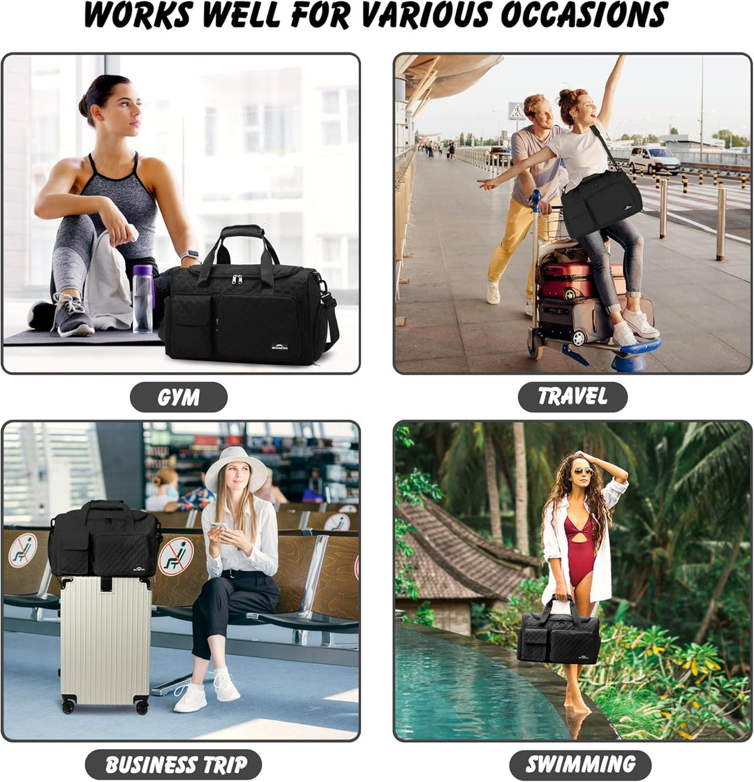 Sporttasche Damen，Reisetasche mit Nassfach und Schuhfach Wasserdichter Handgepäck Tasche, Weekender