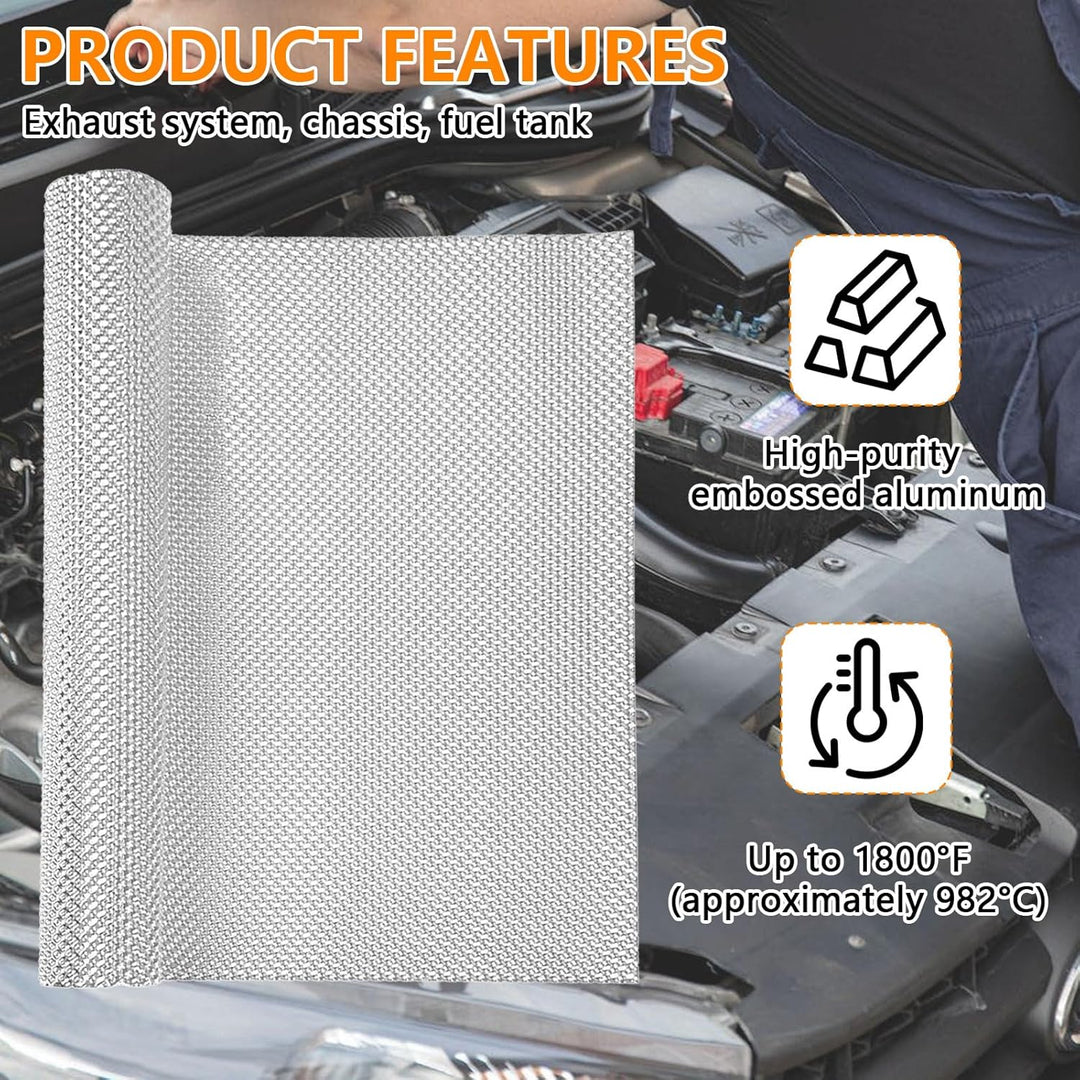 Hitzeschutz Hitzeblech Geprägte,Motor-Wärmedämmung 200cm x 40cm Aluminium Motorsport Isolierung Hitz